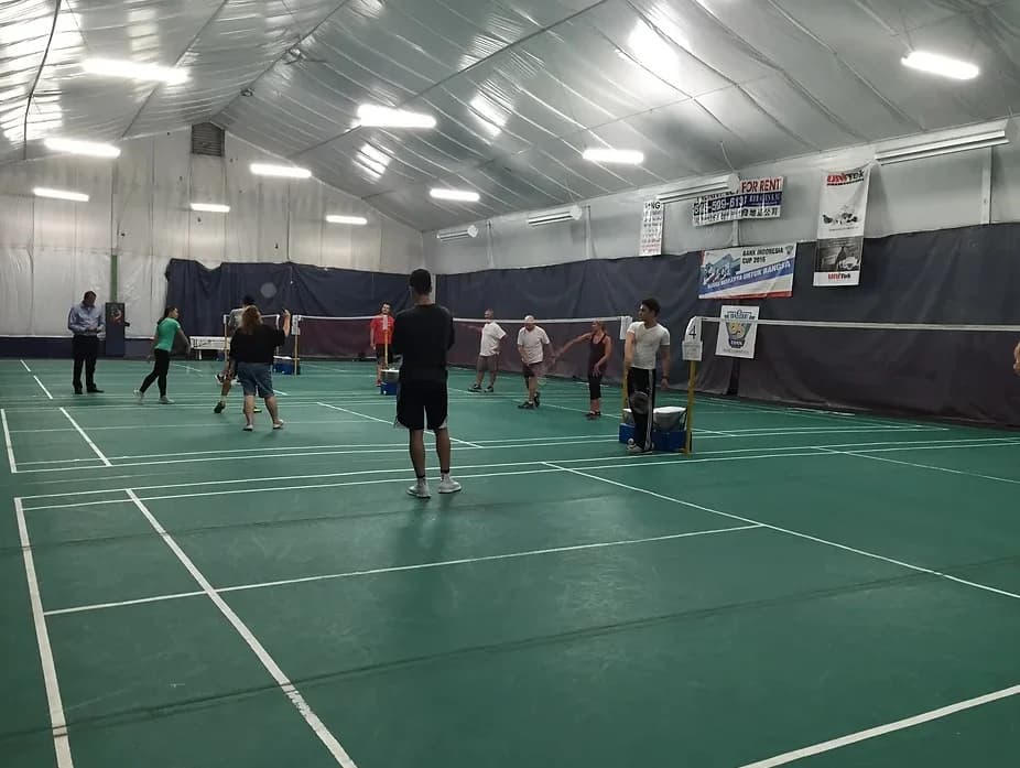 Inside the Long Island Sports Center badminton facility